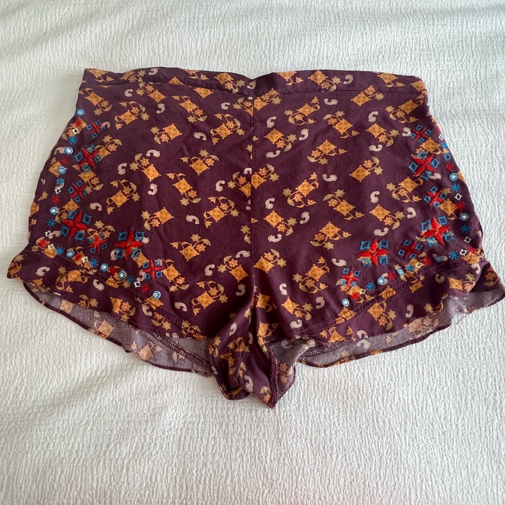 Xhilaration Purple and Yellow Patterned Shorts
